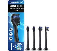 4 Pack demirdental compatible pour Philips Sonicare Têtes de brosse de rechange, avec charbon actif, Mini, Dur, Noir, remplace HX4084b