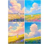 4 Pack Diamond Painting Adulte Mignon 70x90 cm, Kit Diamant Painting Paysage, 5D Diamant Strass Cristal Point de Croix Broderie Peinture, DIY Diamond Activité Manuelle Adulte Enfants,Décoration S461-Y