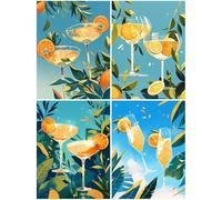 4 Pack Diamond Painting Adulte Un Cocktail 40x70 cm, Kit Diamant Painting Été, 5D Diamant Strass Cristal Point de Croix Broderie Peinture, Diamond Activité Manuelle Adulte Enfants, Décoration S753-Y