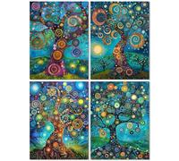 4 Pack Diamond Painting Enfant Arbre De La Vie 60x80cm, Peinture Diamant Adulte Rétro,5D DIY Broderie Diamant Kit Complet,Strass Gemme Point de Croix Artisanat Set pour Décoration Murale Maison Z-199T