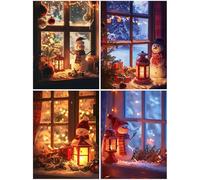 4 Pack Diamond Painting Hiver, Diamond Painting Adulte Enfant, Loisirs Créatifs Adultes Kits, Accessoires Peinture Diamant Adulte, 5D Broderie Diamant Bonhomme De Neige pour Décoration 60x80 cm S446-Y
