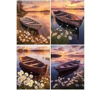 4 Pack Diamond Painting Mer, Diamond Painting Adulte Enfant, Loisirs Créatifs Adultes Kits, Accessoires Peinture Diamant Adulte, 5D Broderie Diamant Bateau pour Décoration Intérieur 60x80 cm S552-Y