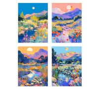 4 Pack Diamond Painting PaysageDiamant Painting Enfant Montagne Tableau Perle Diamant, DIY 5D Strass Gemmes Mosaïque Broderie Diamant Kit Complet, Décoration Salon Murale Cadeau Femme 65x80cm z1310f