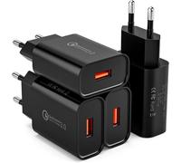 (4 Pack) Fast Charger Usb Mains Plug For Samsung Galaxy S21 20 S10 S9 S8 S7 A55 A53 A50 A40 A34 A20 A15 A13 A03 M34, For Iphone Xiaomi Huawei Oppo Oneplus, Quick Charge 3.0 18w Adapter