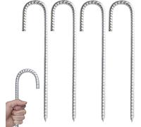 4 Pack Heavy Duty Steel Ground Pegs J Hooks Anchor Pegs Tent Pegs For Tents,Trampolines,Bouncing,Camping,Football Nets,Football Nets
