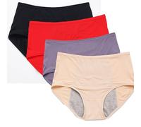 4 Pack Leak Proof Underwear for Women, Breathable Women's Incontinence Underwear for Lunation & Light Bladder Leakage (BlackRedPurpleSkin,4x_l)