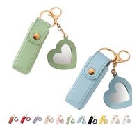 4 Pack Lip Oil Keychain - Mirror and Oil 2-in-1, Mini Lipstick Case with Keychain & Heart Pendant, Chapstick Holder, PU Leather Potable Holder, for Storage Lipstick (2Pcs-4)