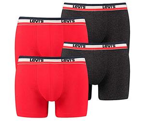 4-Pack Men's Levis SPRTSWR Logo Boxer Brief Boxer Shorts Underwear Pants, Farben:786 - Red/Black, Größe Bekleidung:M
