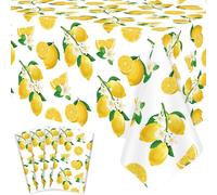 4 Pack nappe citron Lemons Nappe de table pour fête d'été Rectangle 51 x 86 " Nappe Lemon pour Fête d'anniversaire sur le thème des citrons Fournitures de pique-nique Déco de table printemps citron