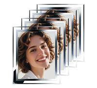 4 Pack Picture Frames 8x10 Clear with Silver Trim, Frames for 8 x 10 Photos School Pictures, Wall and Tabletop Display Frame Set