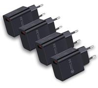 [4-Pack] Quick Charge 3.0 Usb Wall Charger, Quick Charge 18w Usb Mains Adapter For Wireless Charger 10w Qi, Ipad Pro, Tablets, Iphone, Samsung Galaxy, Lg, Htc