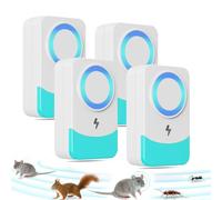 4 Pack Répulsif Ultrason Anti Rongeur Insectes, 60/s Fréquence de Changement Puissant Ultrason Souris et Rats pour Occasions Polyvalentes Anti Rats, Souris, Fourmis, Cafards