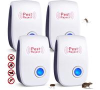 4 Pack Répulsif Ultrasonique Antiparasitaire Insectifuge Intérieur Electronic Ultrasonic Pest Repeller pour Rongeurs Insectes