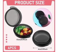 4 Pack Small Pill Box Portable Pill Box Cute Medicine Case Compact Portable Earplug Storage Container Round Holder Black Travel Powder Dispenser