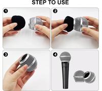 4 Pack Steel Mesh Microphone Heads Replacement with Inner Foam,Compatible with SM58,SM58S,SM58LC,BETA58 (Red,1PC)