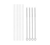 [4 Pack] Straws Replacement for Hydroflask Wide Mouth Bottle Straw Lid, 4 Bpa-free Straws And 4 Straw Cleaning Brushes