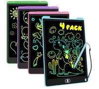4 Pack Tablette Dessin Enfants 12 Pouces, Tablette d'écriture LCD Colorée | Tablettes Graphiques avec Bouton D'effacement &Verrouillage, Jouets pour Filles Garçons Bleu+Rose+Violet+Vert
