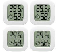 4 Pack Thermometre Interieur Mini LCD Thermomètre Hygrometre Haute Précision Moniteur avec Air icône pour Cuisine Chambre de Bébé