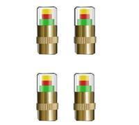 4 Pack Tire Pressure Monitor Valve Stem Caps, 3-Color Visual Pressure Sensor Indicator, Universal Air Valve Dust Covers with Anti-Theft Lock Nuts & Key for Car SUV Motorcycle Bicycle