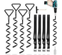 4 Pack Trampoline Ground AnchorHeavy DutyScrew Ground Anchor For TrampolineHigh Wind Screw Ground Anchor With Straps