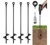 4 Pack Trampoline Ground Anchors For Trampoline, Spiral Ground Anchors For Trampolines, Camping, Shed, Awnings, Trampoline Anchor Kit, Metal Heavy Wind Resistant