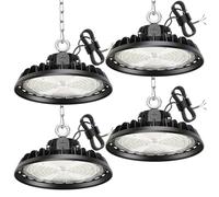 4 pack UFO 150W LED Plafonnier Garage Light, Éclairage pour Atelier 6000K, 120°Éclairage IP65 Lampe Industrielle Adaptée aux Hangars, Usines, Entrepôts, Chantiers de Construction, Garages, Stades