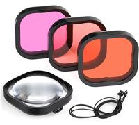 4 Pack Underwater Dive Filters For Gopro Hero 8 9 10 11 12 13 Black Official Waterproof Housing Case In Red, Light Red, Magenta, And 5X Close-Up Filters For Underwater Color Correction[Z3128]