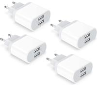 4-Pack Usb Socket, 2.1a/5v Charger For Iphone 11 Pro Max Xs Xr X 8 7 6 6s Plus 14 13 12 Se 5 5s 5c, Pad, Samsung Galaxy, Huawei, 2 Port Mains Adapter Phone End Wall Plug