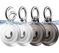 4 Pack Waterproof Airtag Case With Keychain,Full Body Case Air Tag Cover Anti-Scratch Keychain Holder For Kids,Pet Collar (Black/Black/Clear/Clear)