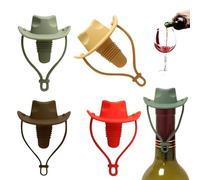 4-Pack Wine Stopper Cowboy,Cowboy Hat Wine Stoppers,Fun Silicone Bottle Stoppers, Champagne Bottle Cowboy Hat, Funny Top Hats Shaped Leak-Proof Sealing Stopper for Wine, Brandy, Beer, Keep Wine Fresh