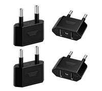 4 Packs Adaptateur de Voyage USA vers UE, Convertisseur de Prise Américaine vers Europe/Allemagne 2 Broches, pour Amérique, Canada, Mexique, Espagne, Égypte