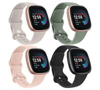 4 Packs de Bracelets Compatibles avec Fitbit Versa 3/4 et Fitbit Sense/Sense 2 - Bandes de Remplacement Sportives Souples (S, Pack G)