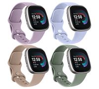 4 Packs de Bracelets Compatibles avec Fitbit Versa 3/4 et Sense/Sense 2 pour Femme et Homme, Bandes de Remplacement Sportives Souples (S, Pack E)