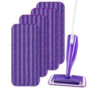 4 Packs Lingettes Reutilisable pour Swiffer WetJet 30x14cm,Mop Pads Microfibres,Tampons Vadrouille Microfibre Mop Remplacement
