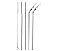 4 Pailles INOX Réutilisables Lavables Pailles Acier Inoxydables avec 1 Brosse goupillon Écouvillon pour Milkshake Café Cocktails Smoothies Boissons Chaudes Froides