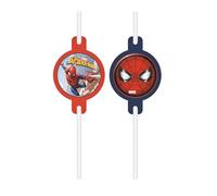 4 Pailles médaillon Spiderman Fighter