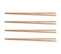 4 Paires Baguettes Cuisine en Bois Extra Longues Réutilisables | Raviolis, Finition Lisse Polie, Manche Allongé et Tête Arrondie, Cantine et Camping