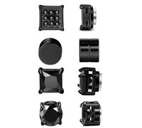 4 Paires Boucle AimantéE Homme, Boucle D'Oreille AimantéE Femme, Aimant Sans Trou Boucle D'Oreilles Clip, Boucles D'Oreilles MagnéTique En Acier Inoxydable Pour Femme Homme (Noir B)