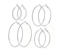 4 Paires Boucles d'Oreilles Créoles, Acier Inoxydable Boucles d’Oreilles