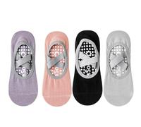 4 Paires Chaussette Pilate, Pilates Socks, Chaussettes Yoga et Pilates Femme, Chaussettes Yoga Antidérapantes, Chaussette Antiderapante Femme avec 1 Sac Rangement, Idéales pour Pilate, Ballet, Danse