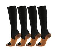 4 Paires Chaussettes De Contention Homme Et Femme, Bas De Contention, Chaussette De Compression pour Le Running, Les Sport, L?Avion, Les Voyages, Récupération (Noir,L-XL)
