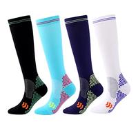 4 Paires Chaussettes De Contention Homme Et Femme, Bas De Contention, Chaussette De Compression pour Le Running, Les Sport, L?Avion, Les Voyages, Récupération (A- 4 Paires,XXL)