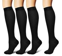 4 Paires Chaussettes de Contention pour Hommes et Femmes Circulation Compression médical 15-20 mmHg Professionnelle Soutien Lors des Vols ou Voyages Unisex Anti-thrombose Anti Varices Noir