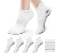 4 Paires Chaussettes Pilates Femme 36-41, Anti-Dérapantes Chaussette Yoga à Semelle Grippée pour Pilates, Barre, Ballet, Danse, Rééducation, Fitness, Chaussettes à Adhérence pour Femme et Homme