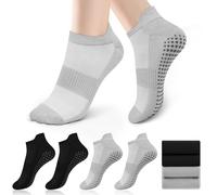 4 Paires Chaussettes Pilates Femme 36-41, Anti-Dérapantes Chaussette Yoga à Semelle Grippée pour Pilates, Barre, Ballet, Danse, Rééducation, Fitness, Chaussettes à Adhérence pour Femme et Homme