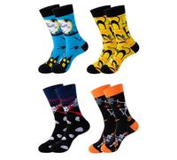 4 Paires Citrouille Chauve-Souris Araignée Chaussettes, Chaussette Hommes Fantaisie Drôle, Chaussette de Halloween en Coton, Femmes & Hommes, Chaussettes Amusantes Halloween, Coton, Taille Unique