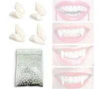 4 Paires Costume de Dents de Vampire 4 Tailles Crocs Dents Fausses pour Accessoires de Fête de Cosplay Faveurs de Crocs de Fête d’Halloween