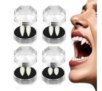 4 Paires Costume de Dents de Vampire 4 Tailles Crocs Dents Fausses pour Accessoires de Fête de Cosplay Faveurs de Crocs de Fête d’Halloween