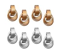 4 paires de boucles d'oreilles, boucles d'oreilles multi-cercles, boucles d'oreilles simples de couleur unie, boucles d'oreilles élégantes, boucles d'oreilles rétro françaises, boucles d'oreilles