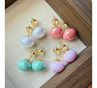 4 paires de boucles d'oreilles élégantes, polyvalentes et inspirées de la dopamine, dans des couleurs violet, rose, blanc et vert. Convient pour le port quotidien, les festivals, les vacances et les d